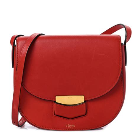 celine trotteur red|CELINE Grained Calfskin Medium Trotteur Bright Red.